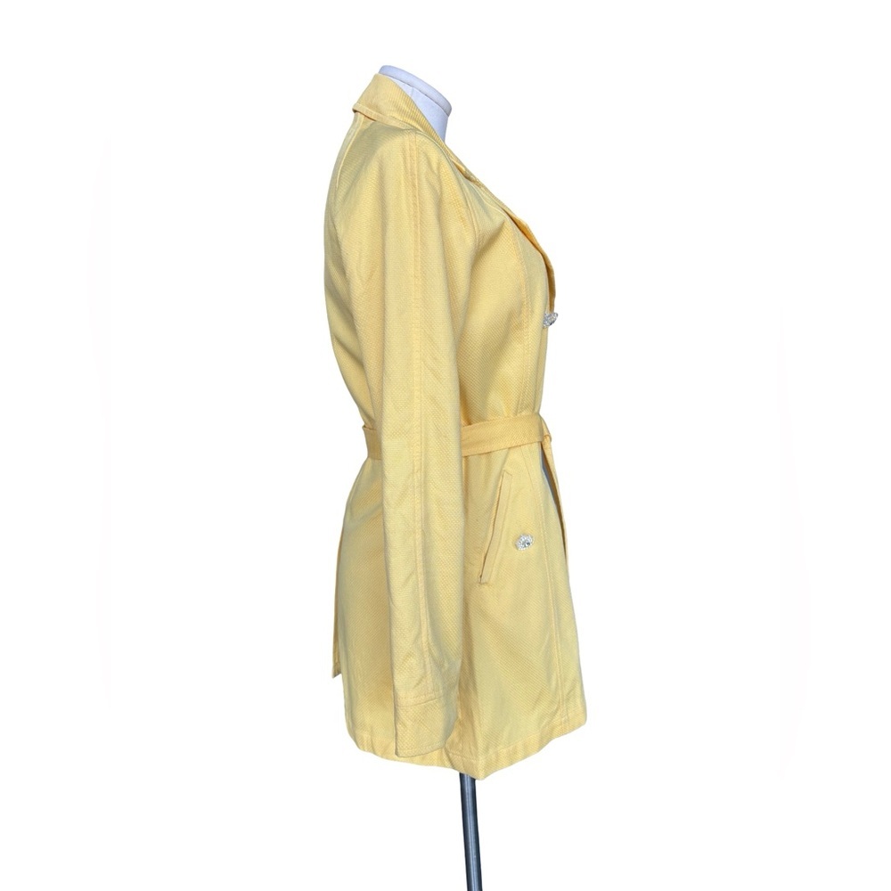 OSCAR an Oscar de la Renta Jacket Yellow Lined Trench Coat Sz 6 - Picture 5 of 10